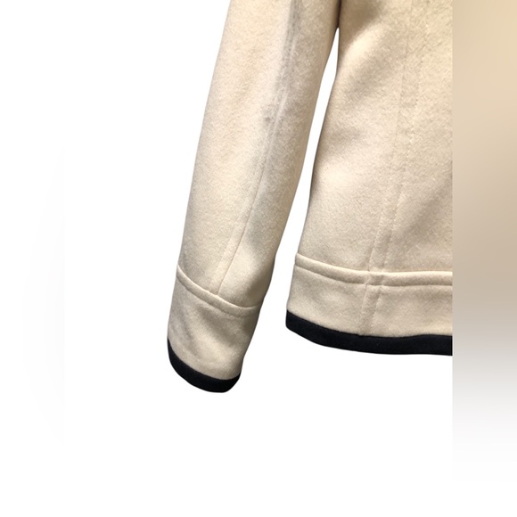 J. Crew Nello Gori Tipped Trim 100% Wool Off White & Black Pea Coat EUC 2 - Picture 6 of 16